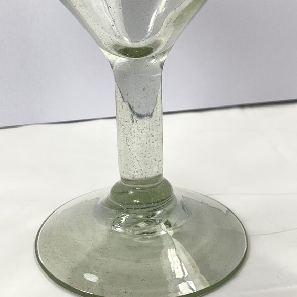8”Mexican Vtg Hand Blown Glass Cobalt Blue Rim & Base GIANT Martini Glass 32 oz - Picture 8 of 9